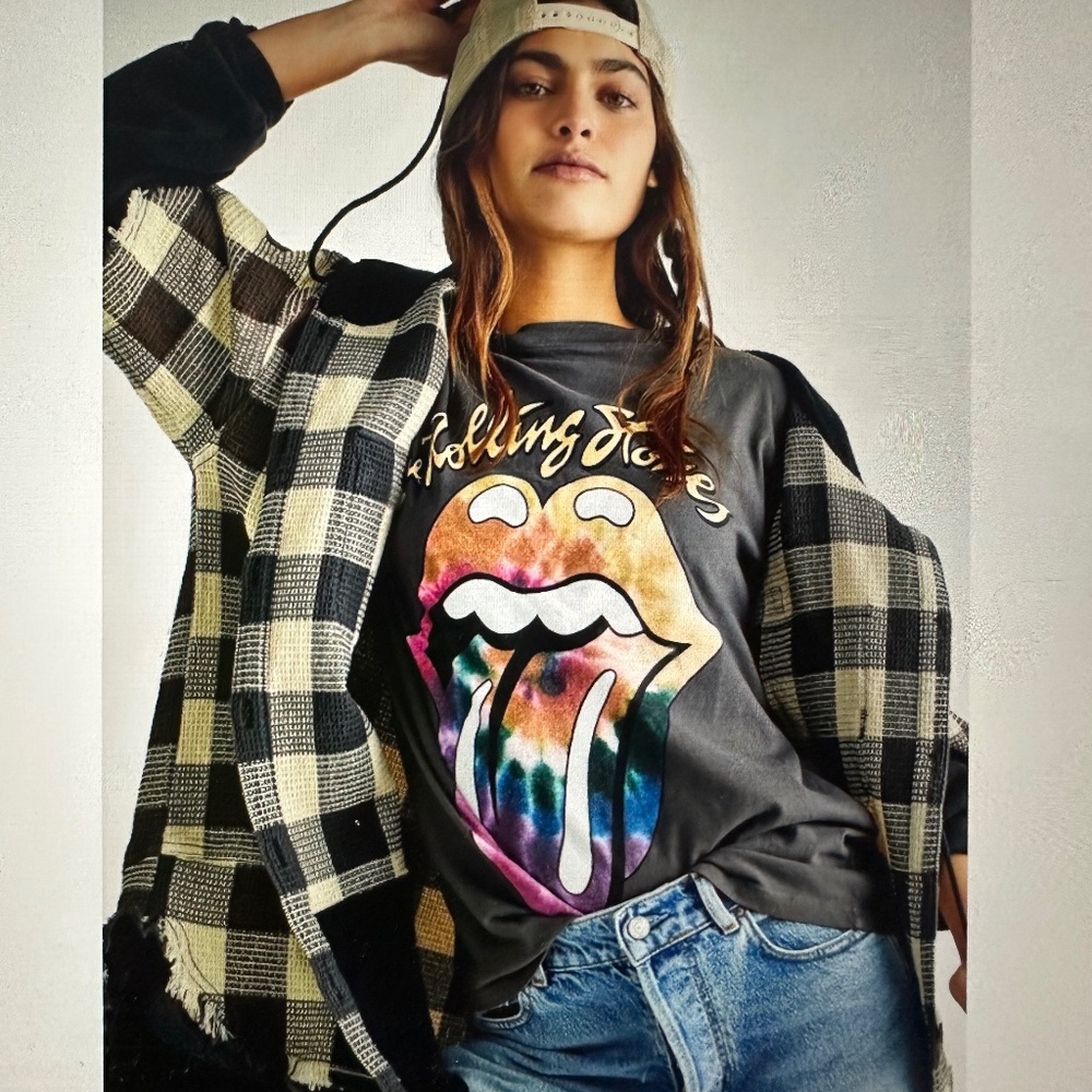 FREE PEOPLE WE THE FREE NORTH SHORE PLAID BUTTON DOWN SHACKET. XL